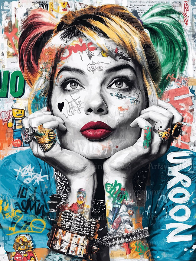 Harley Quinn graffiti art canvas wall art