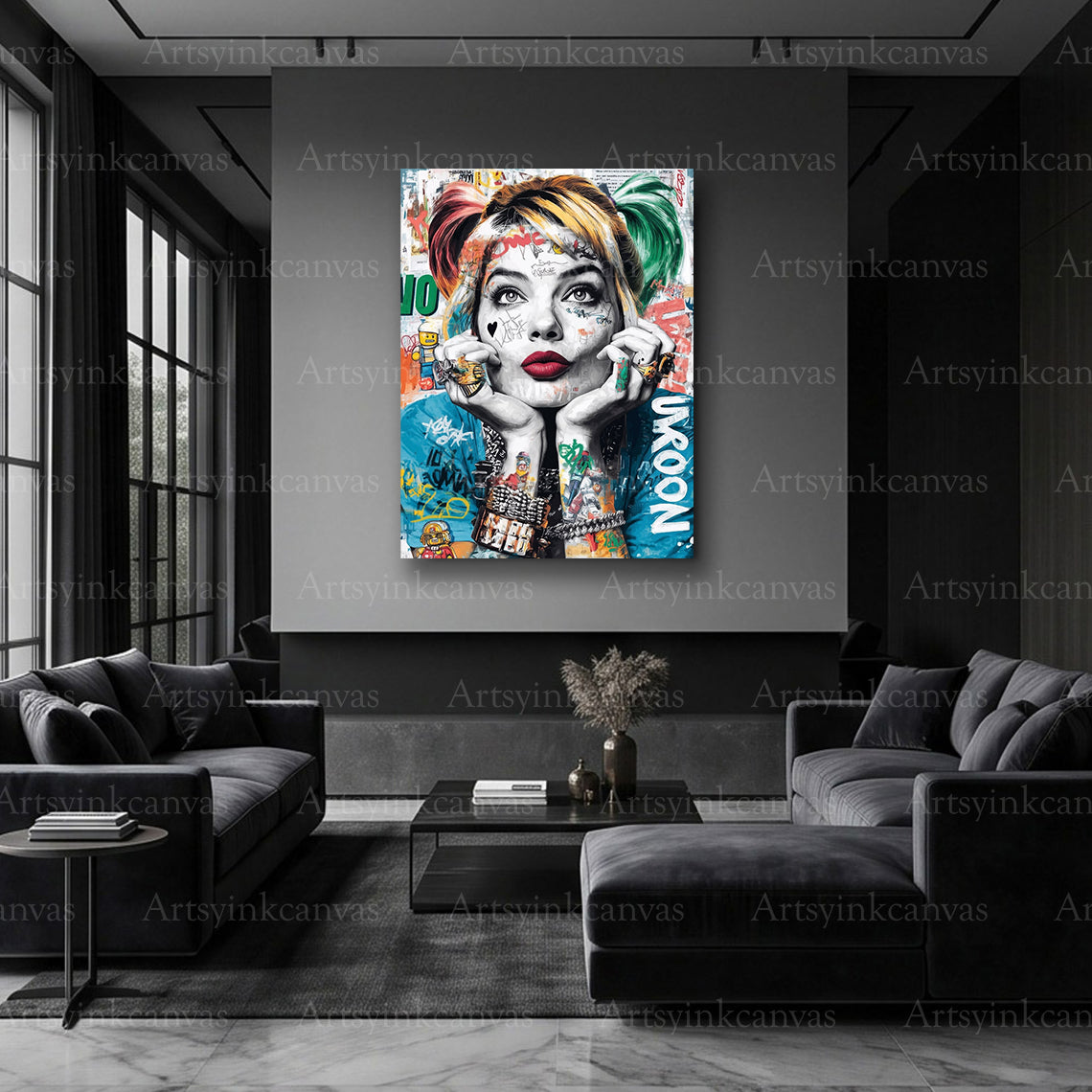 Premium Harley Quinn graffiti canvas print