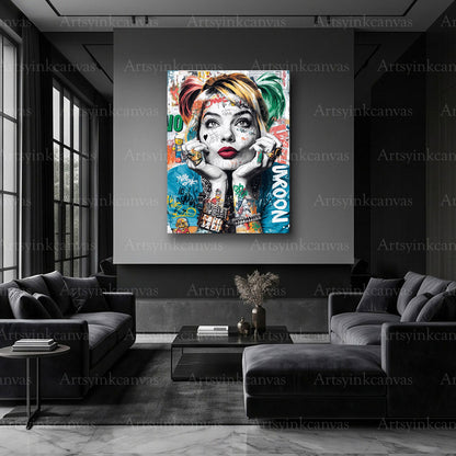Premium Harley Quinn graffiti canvas print