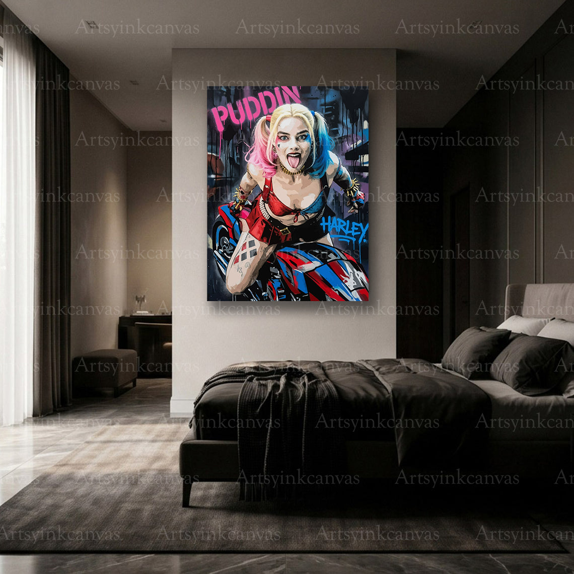 Premium Harley Quinn neon wall art