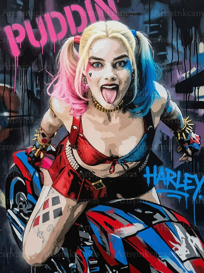 Harley Quinn Puddin’s Ride canvas wall art