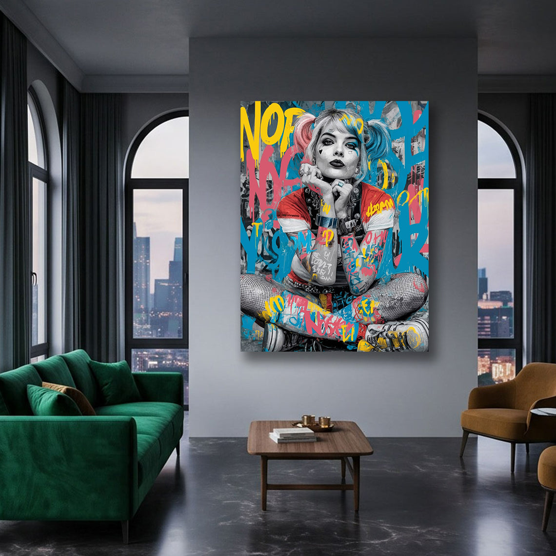 Harley Quinn urban style canvas art