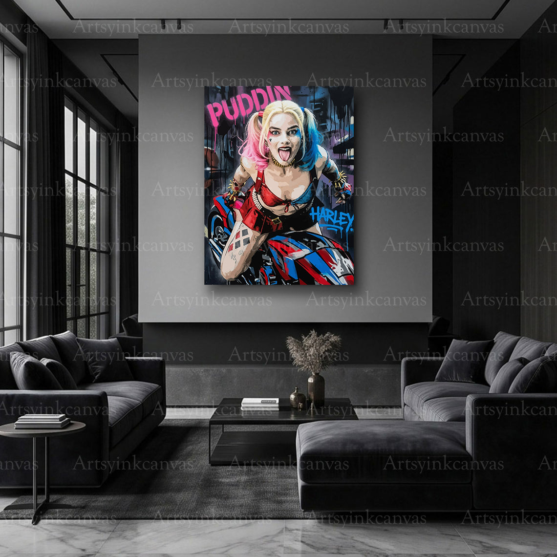 Harley Quinn Puddin artwork canvas