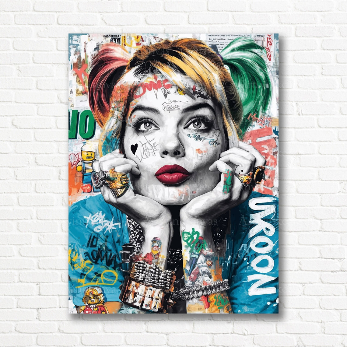 Harley Quinn graffiti style canvas print