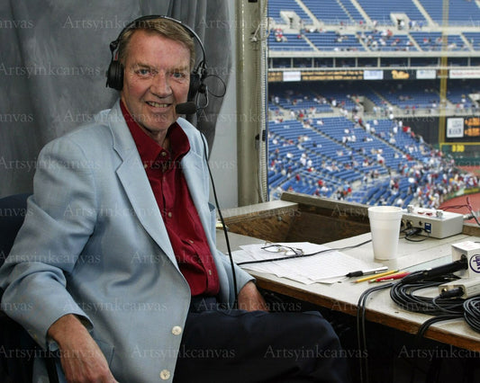 Harry Kalas in the booth canvas wall art