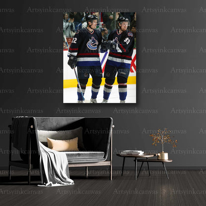 Sedin Twins collector hockey canvas art