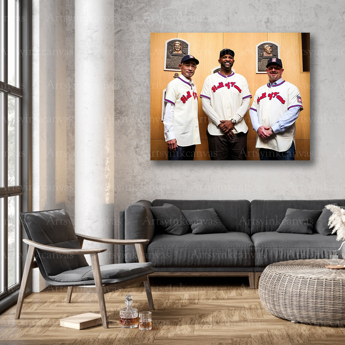 Baseball and football legends wall decor