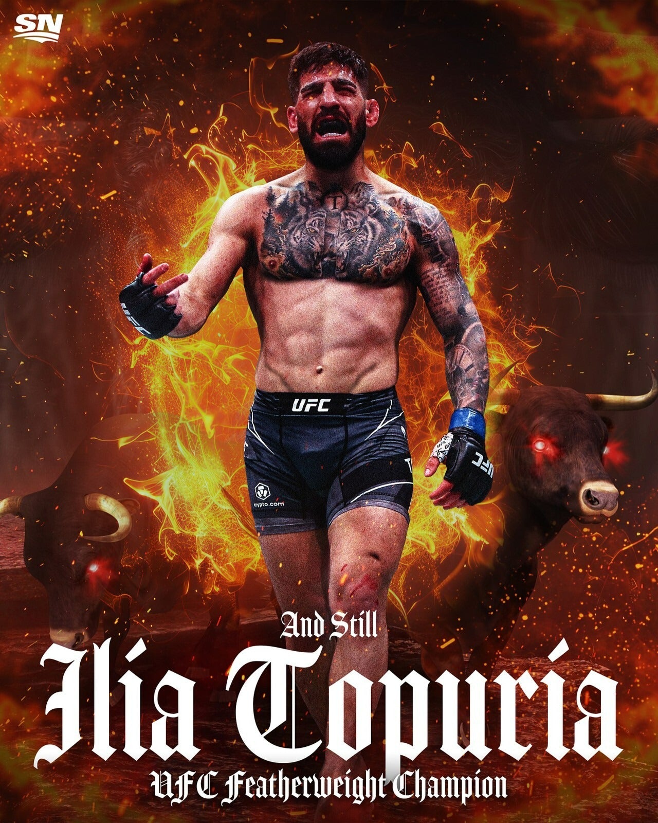 Ilia Topuria featherweight champion canvas wall art