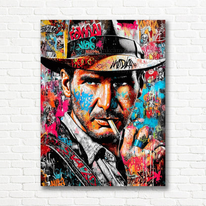 Indiana Jones adventure graffiti canvas print