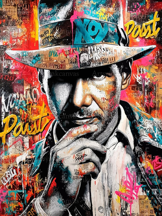 Indiana Jones graffiti canvas wall art