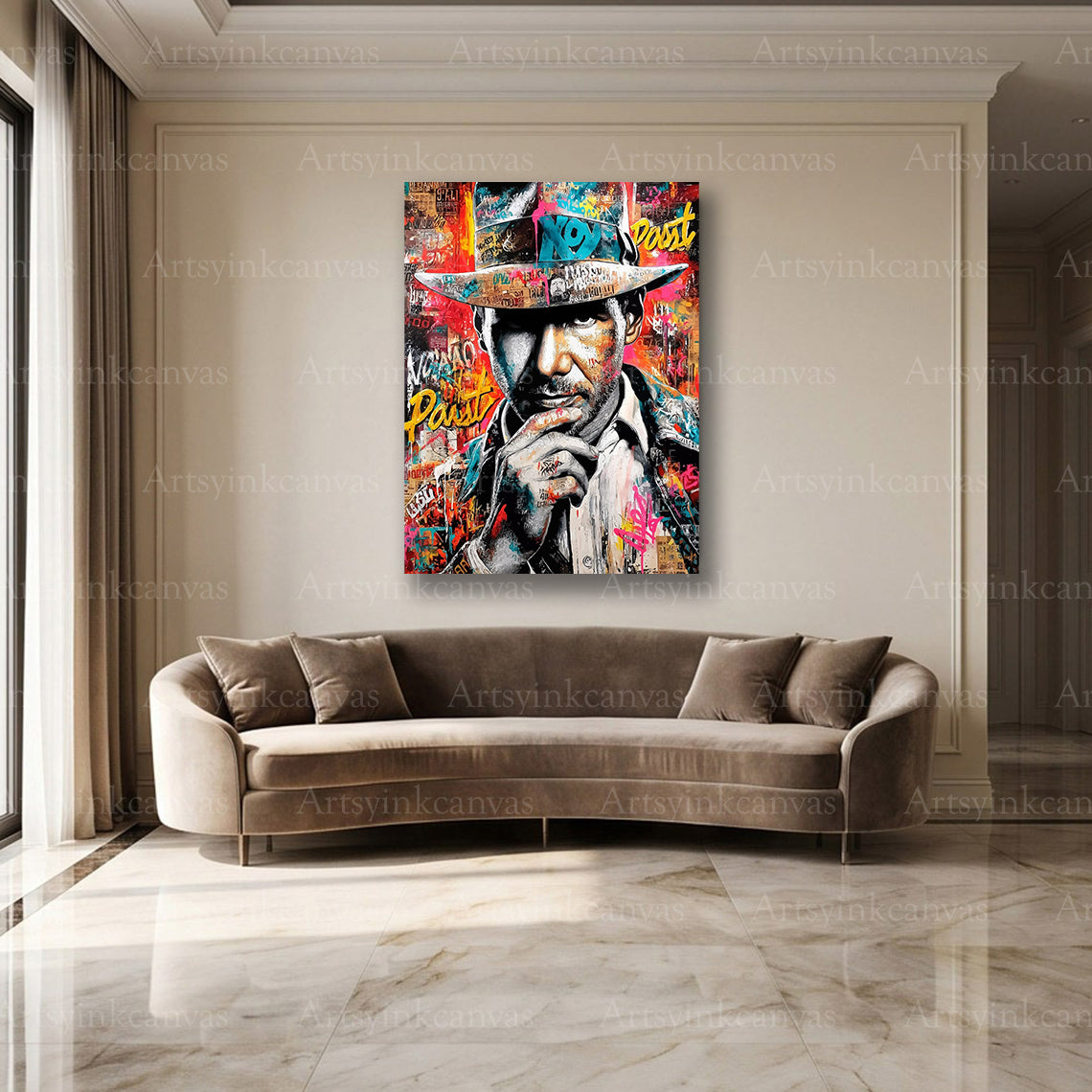 Indiana Jones cinematic street art wall decor