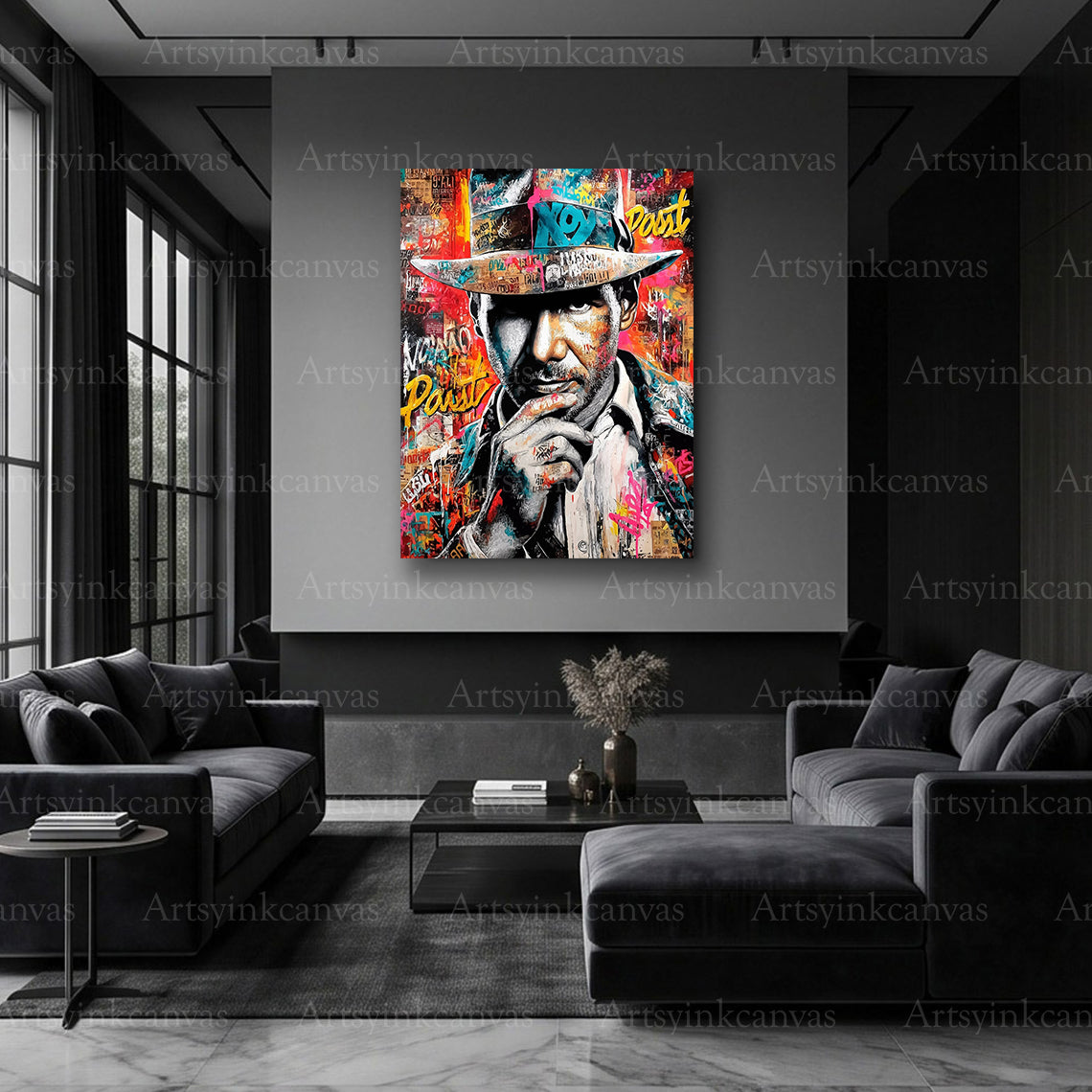 Indiana Jones vintage adventure graffiti artwork