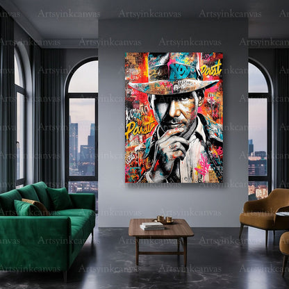 Indiana Jones movie character canvas art