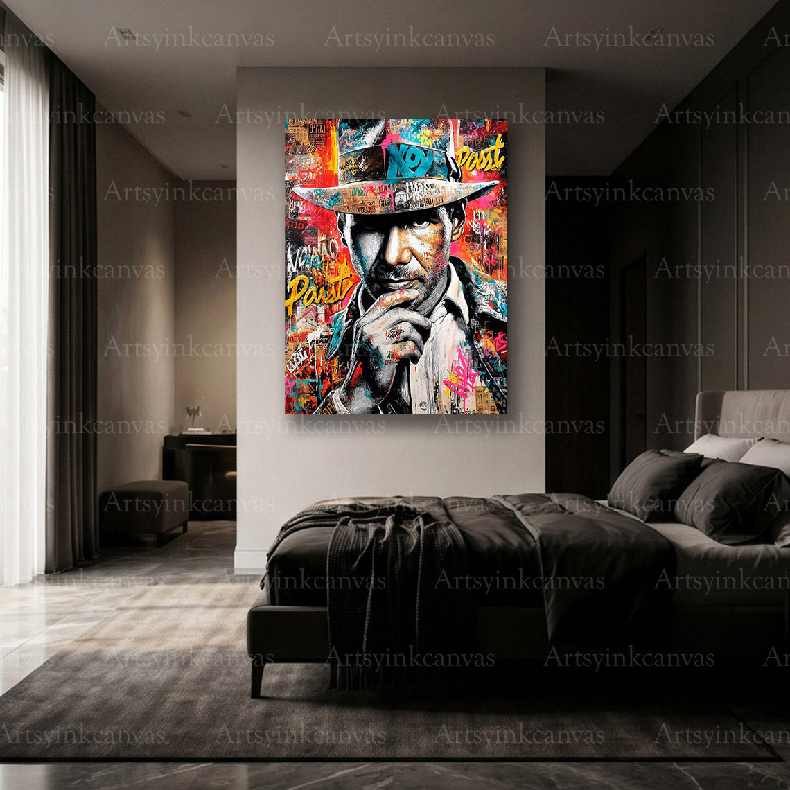 Premium Indiana Jones graffiti wall art