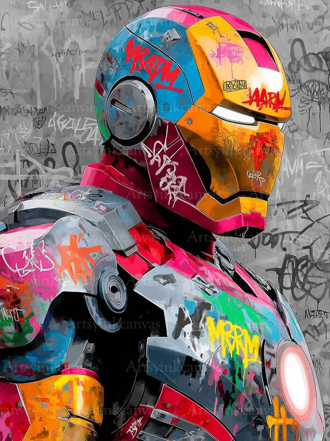 Iron Man Arc Reactor graffiti canvas wall art