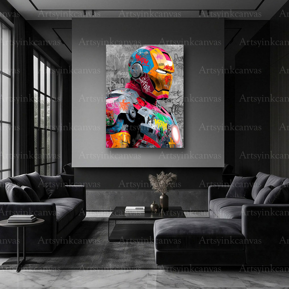 Iron Man Marvel street art canvas artwork