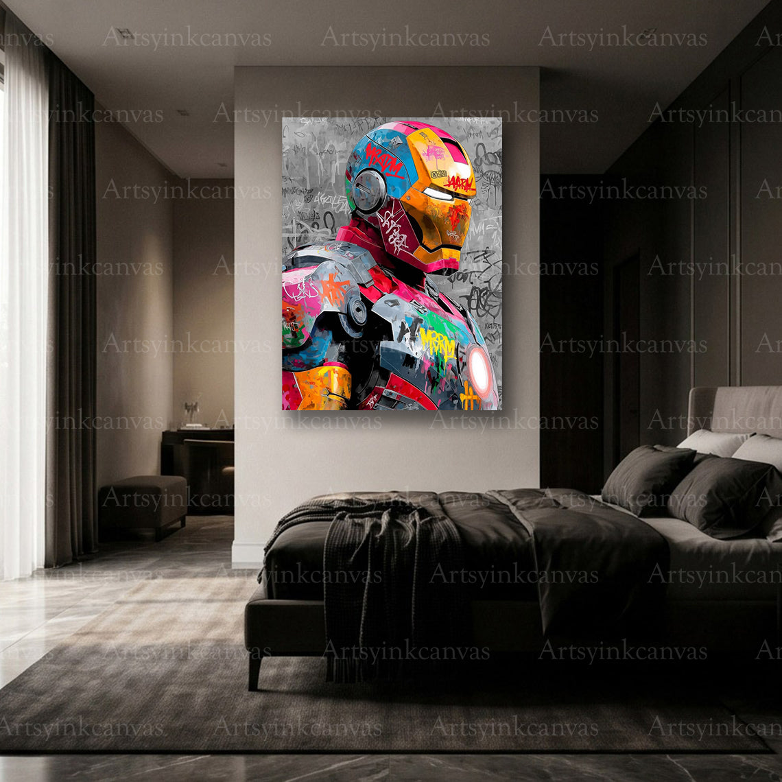 Premium Iron Man superhero graffiti canvas art