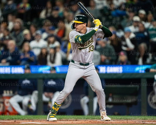JJ Bleday up to bat Oakland Athletics canvas wall art