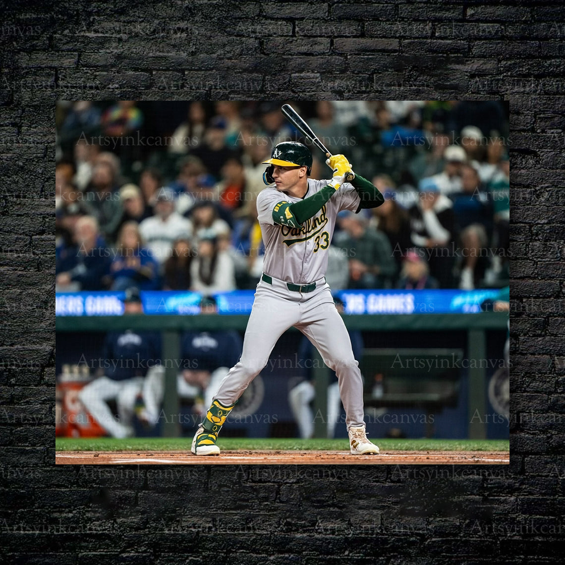 JJ Bleday Up To Bat Oakland Athletics Canvas Wall Art