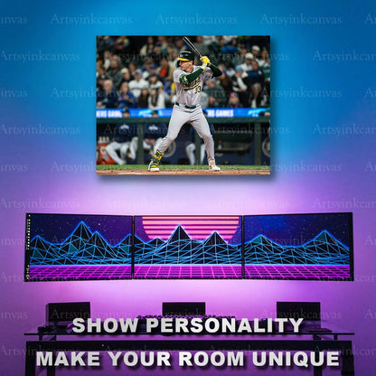 JJ Bleday Up To Bat Oakland Athletics Canvas Wall Art