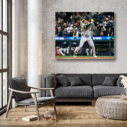 JJ Bleday Up To Bat Oakland Athletics Canvas Wall Art
