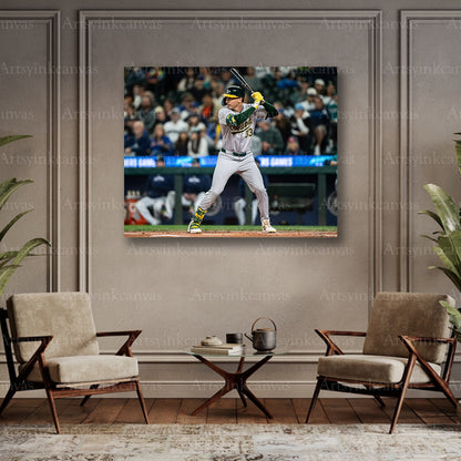 JJ Bleday Up To Bat Oakland Athletics Canvas Wall Art