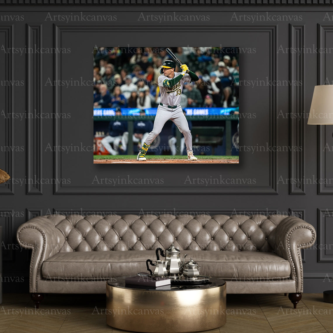 JJ Bleday Up To Bat Oakland Athletics Canvas Wall Art