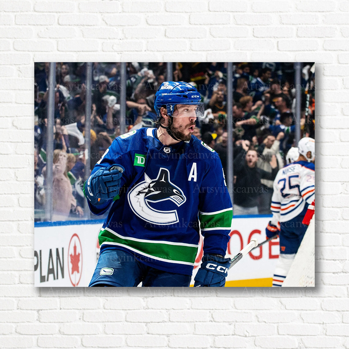 JT Miller Vancouver Canucks playoff celebration canvas print