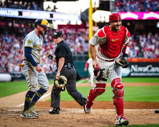 J.T. Realmuto tagged Rhys Hoskins canvas wall art