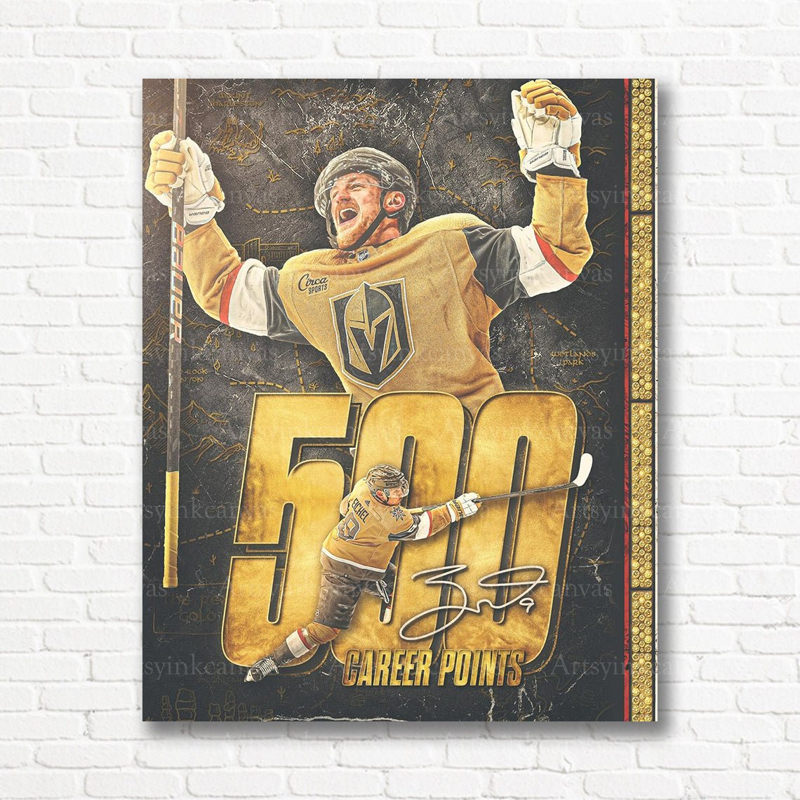 Jack Eichel Vegas Golden Knights milestone canvas print