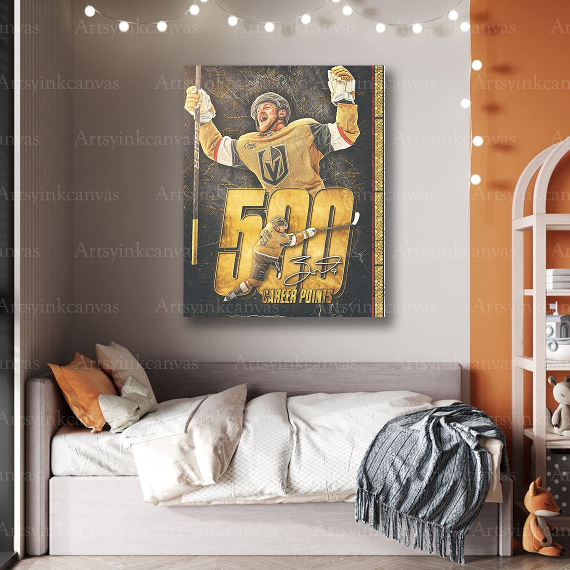 Premium Jack Eichel 500 career points canvas print