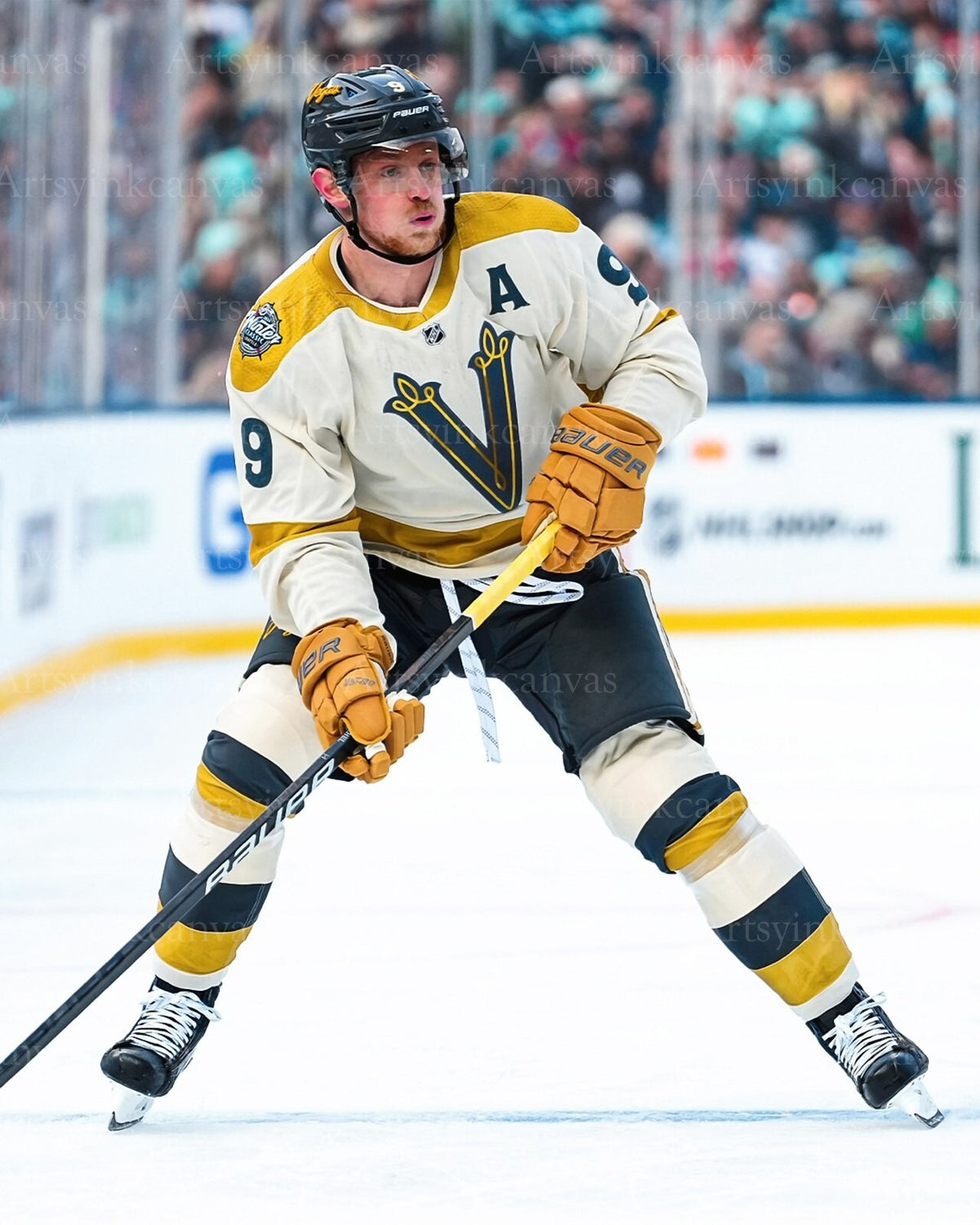 Jack Eichel dekeing action Vegas Golden Knights canvas wall art