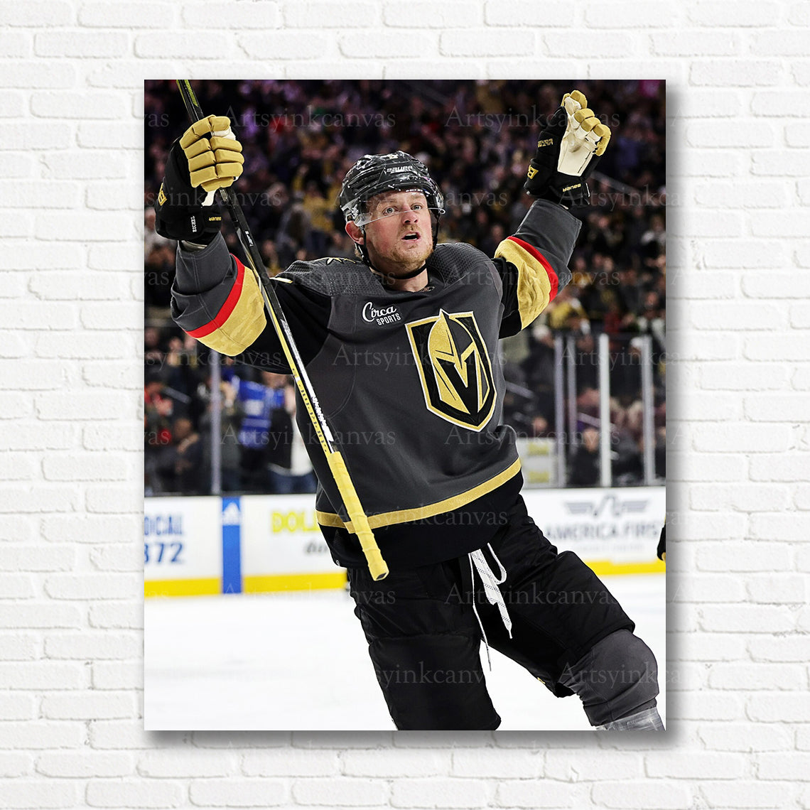 Jack Eichel celebration canvas print