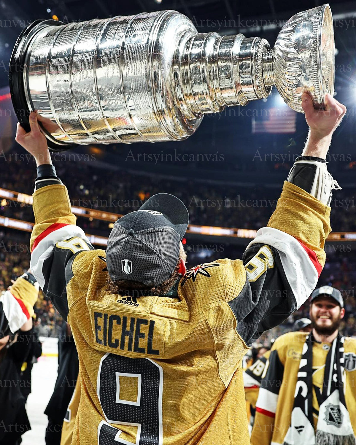 Jack Eichel lifting the Stanley Cup canvas wall art