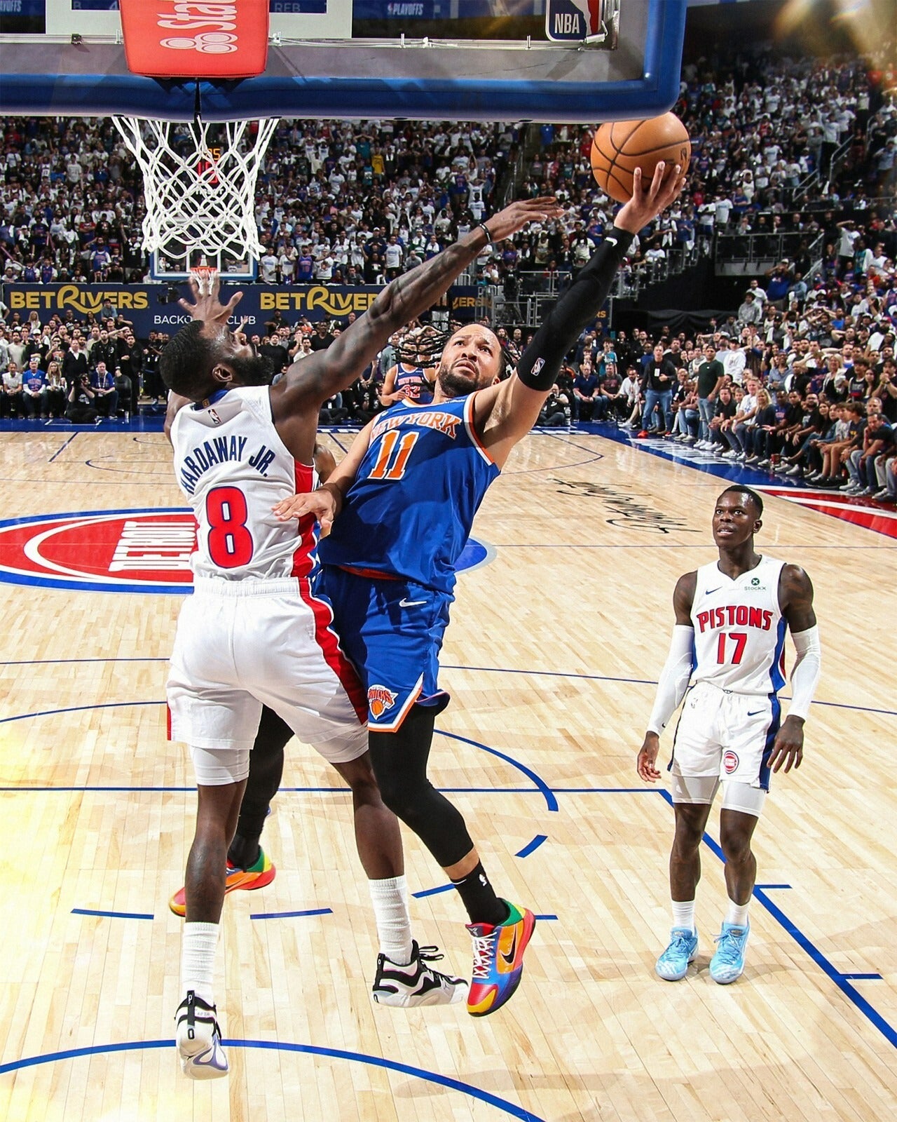 Jalen Brunson layup action New York Knicks canvas wall art