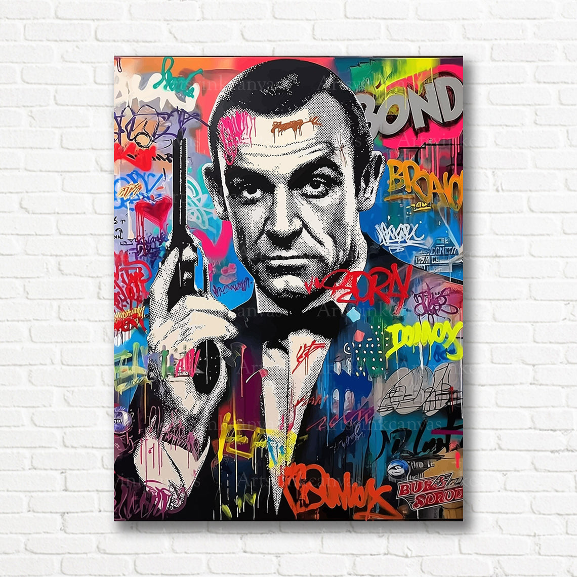 James Bond 007 graffiti canvas print