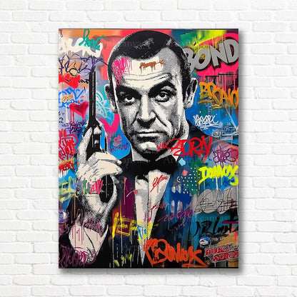 James Bond 007 graffiti canvas print
