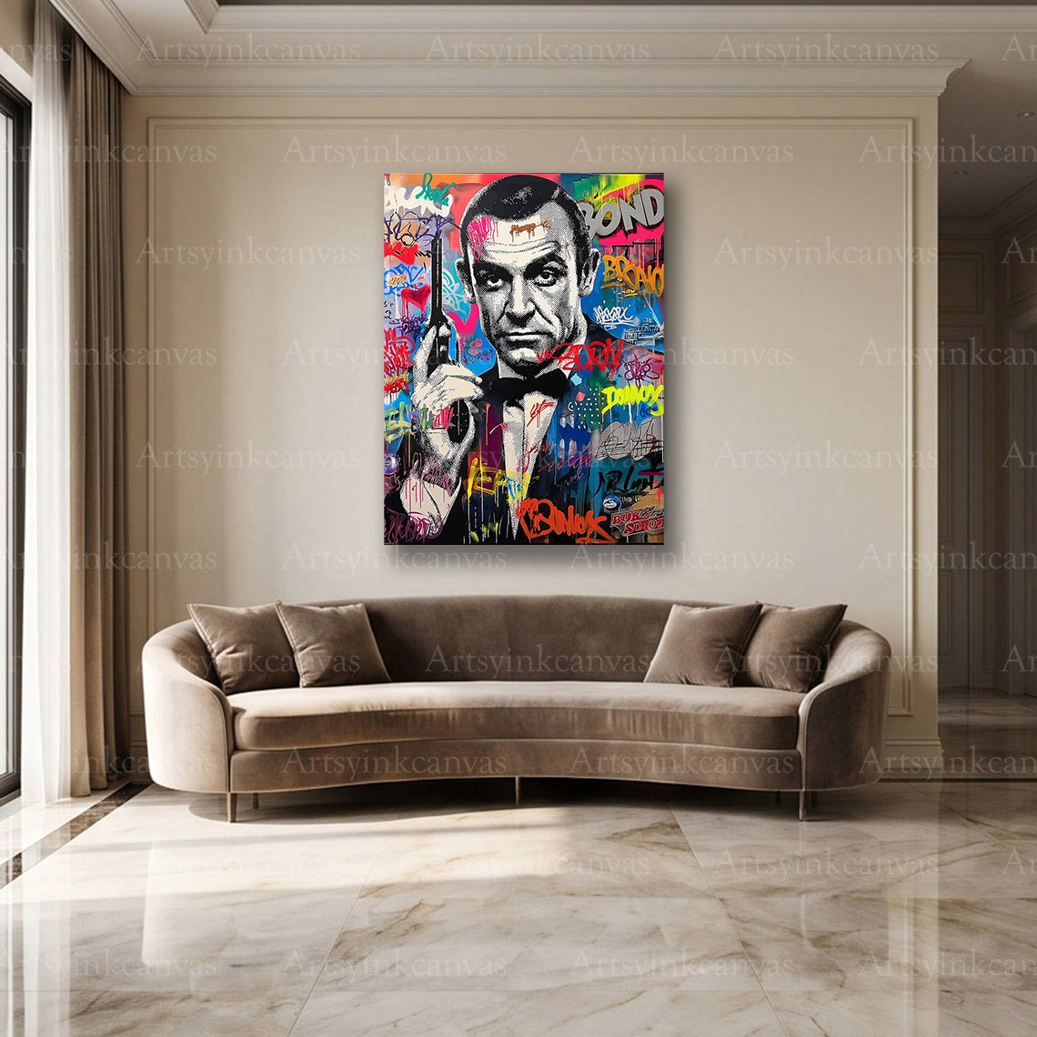 James Bond spy movie street art wall decor