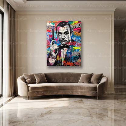 James Bond spy movie street art wall decor
