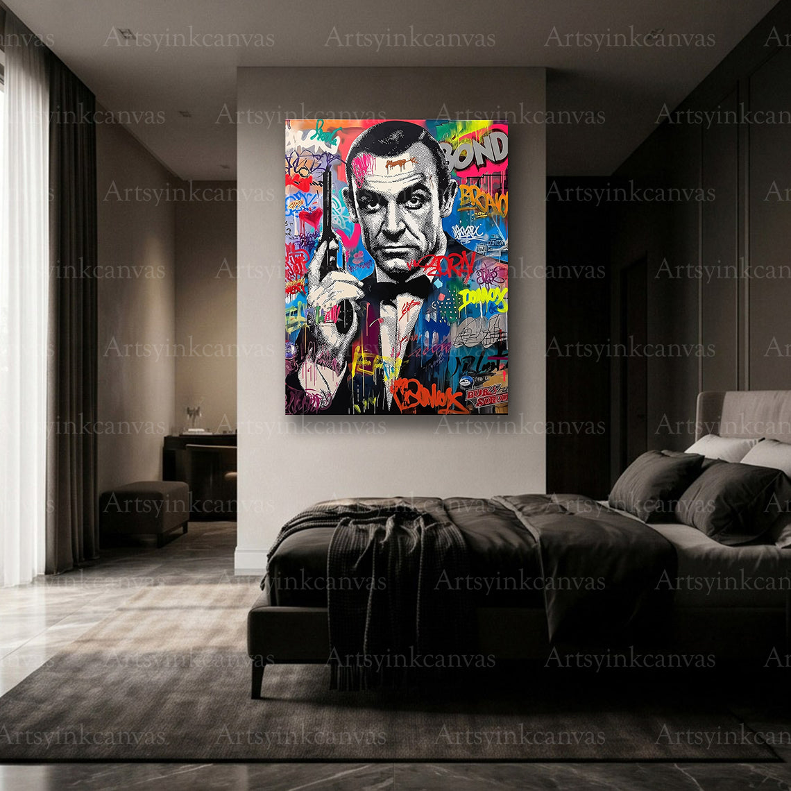 Premium James Bond graffiti wall art