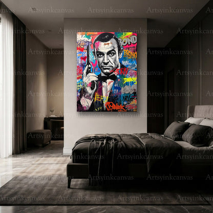 Premium James Bond graffiti wall art
