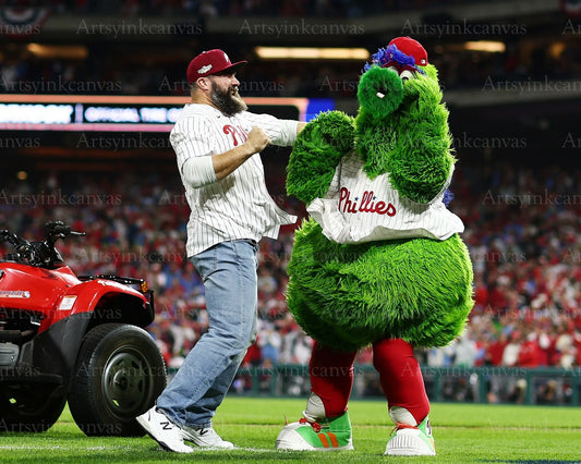 Jason Kelce and The Phillie Phanatic 2022 NLCS canvas wall art