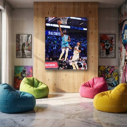 Jaylen Brown 2025 All-Star Game Layup Canvas Wall Art | Boston Celtics