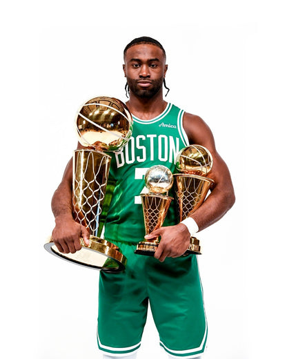 Jaylen Brown championship trophies Boston Celtics canvas wall art