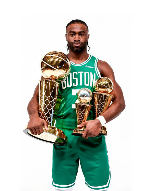 Jaylen Brown championship trophies Boston Celtics canvas wall art