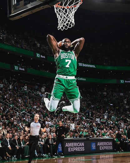 Jaylen Brown slam dunk jump Boston Celtics canvas wall art