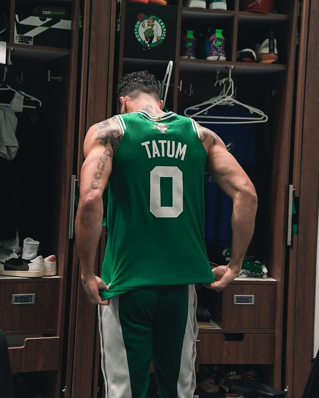 Jayson Tatum 2024 NBA Finals Game 5 locker room canvas wall art