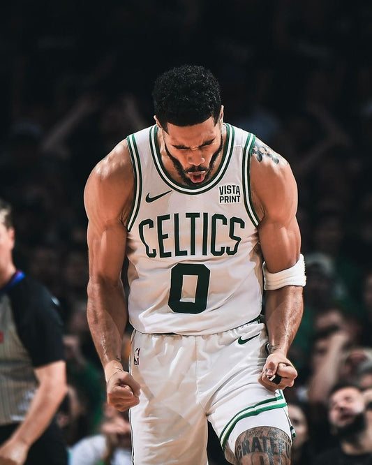 Jayson Tatum celebrating mid game Boston Celtics canvas wall art