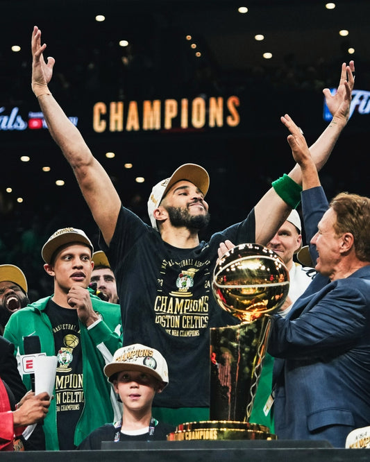 Jayson Tatum championship trophy Boston Celtics canvas wall art