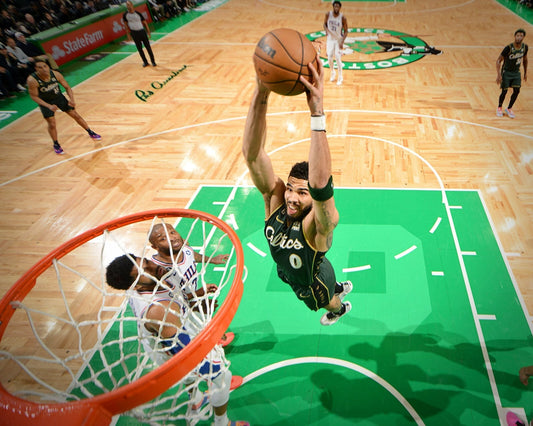 Jayson Tatum slam dunk rim cam Boston Celtics canvas wall art